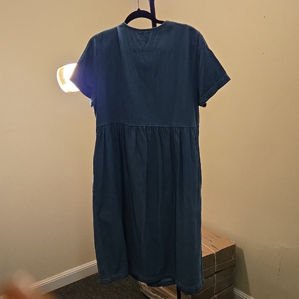 Vtg Blair Denim Blue Button-Down Maxi Dress Or Duster. B 20 W 20 H 28 Lgth 45. - Picture 2 of 12